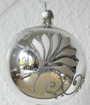 Christbaumkugel 8 cm silber "Antik"