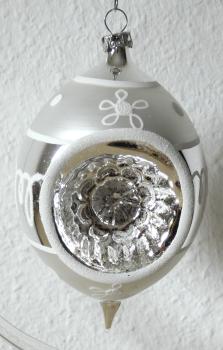 Christbaumkugel Reflexolive silber "Winter"