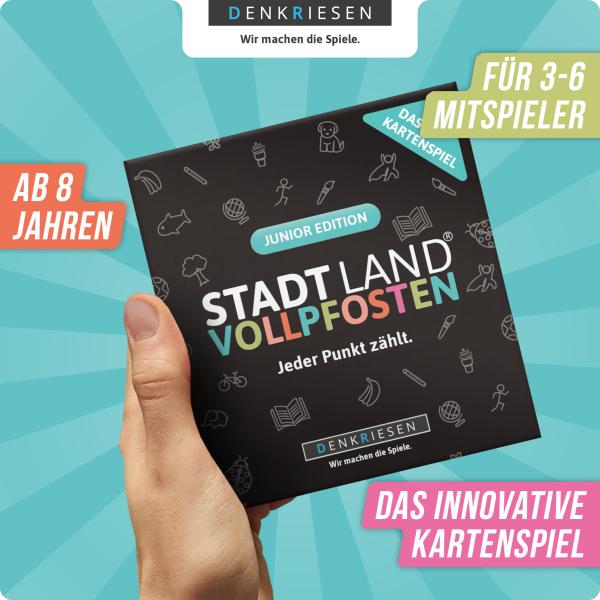 STADT LAND VOLLPFOSTEN® – Das Kartenspiel – JUNIOR EDITION "Jeder Punkt zählt."