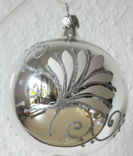 Christbaumkugel 8 cm silber "Antik"