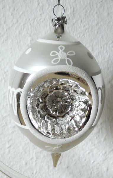 Christbaumkugel Reflexolive silber "Winter"