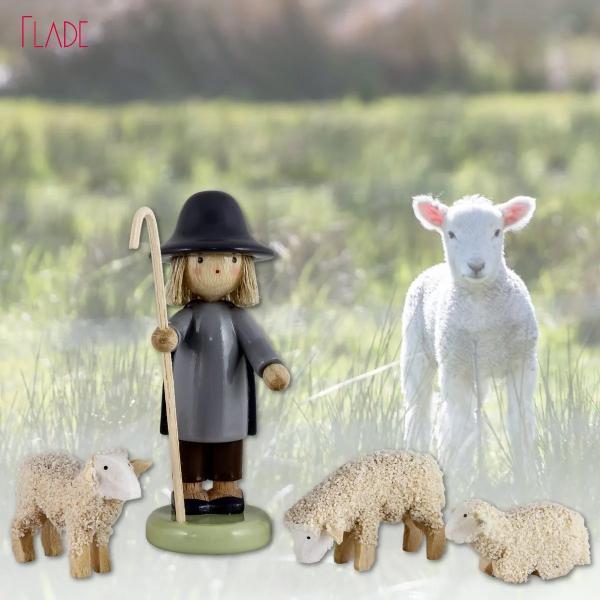 Hirte und 3 Schafe